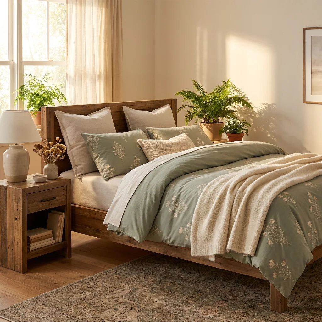 Botanical Sage Green Floral Bedding Set