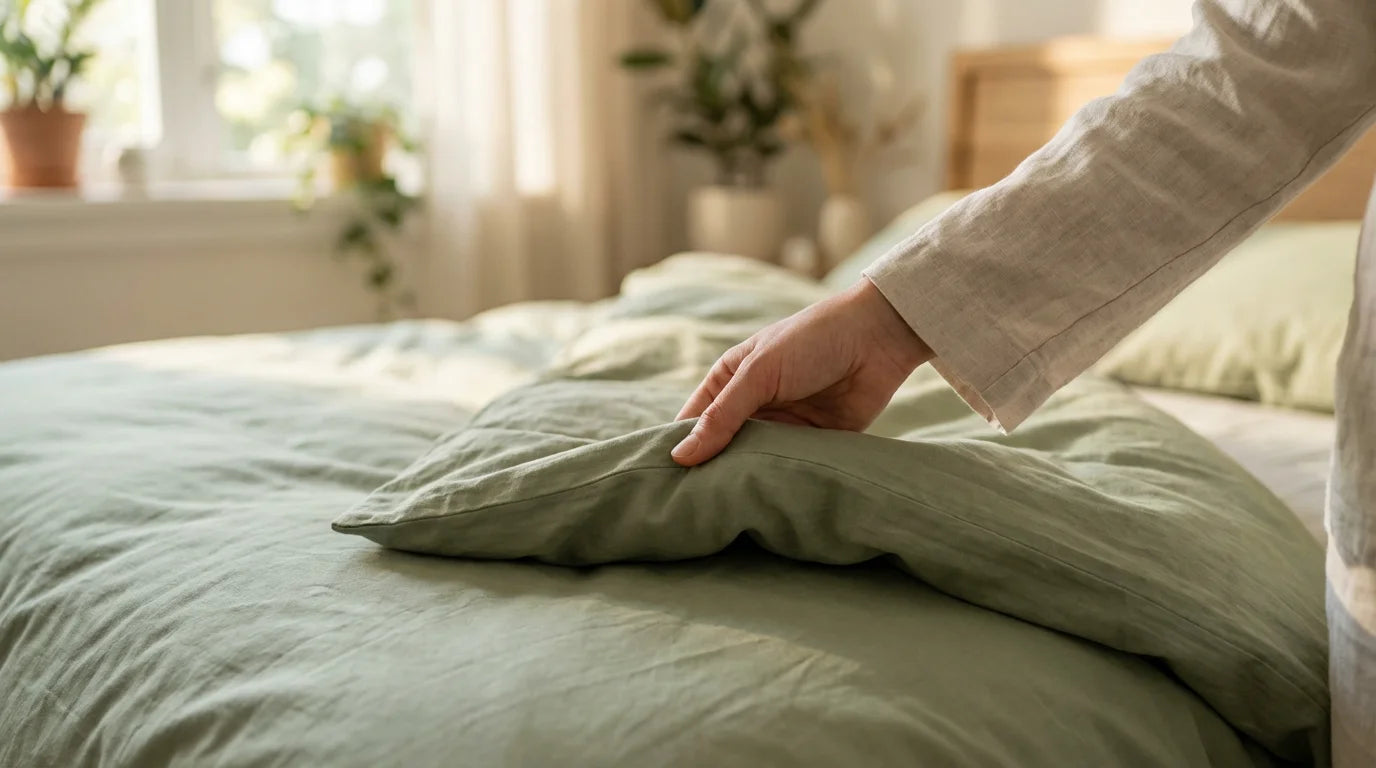 AuraHome "Zen-Knit" Hand-Knitted Bamboo Weighted Blanket | Sage Green