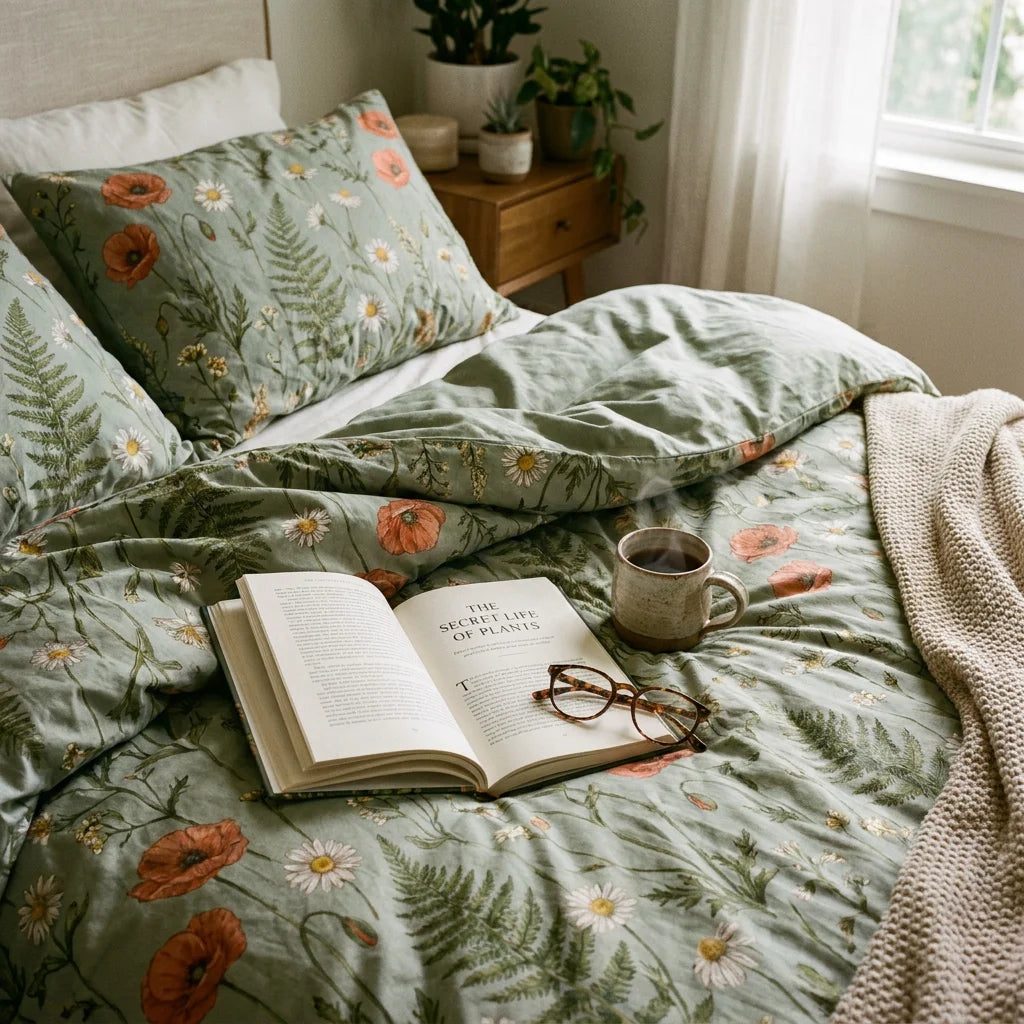 Botanical Sage Green Floral Bedding Set