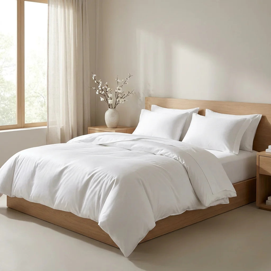 Hotel Heritage 60S Pure White Bedding Set | High-Density Cotton