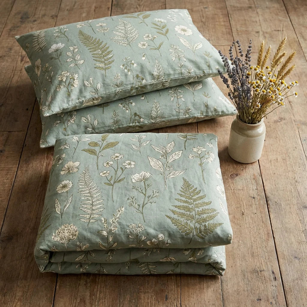 Botanical Sage Green Floral Bedding Set
