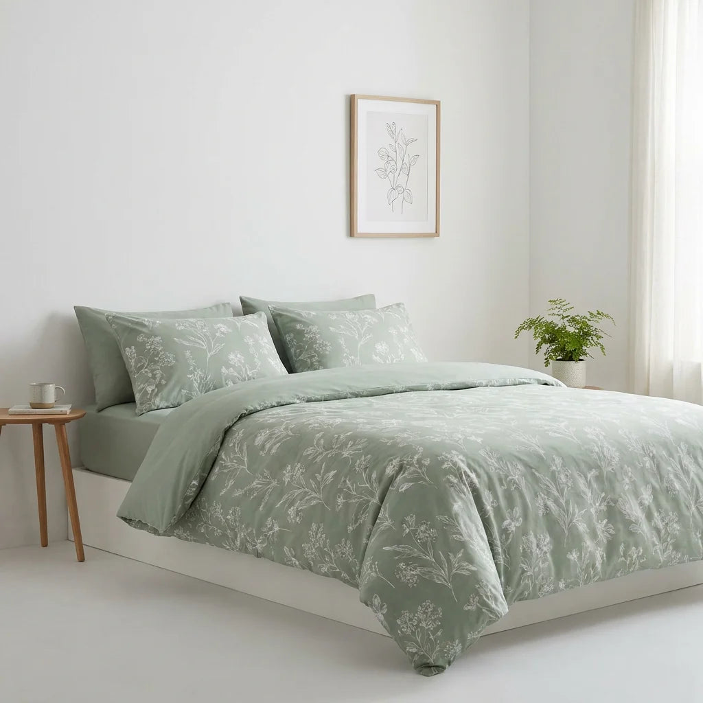 Botanical Sage Green Floral Bedding Set