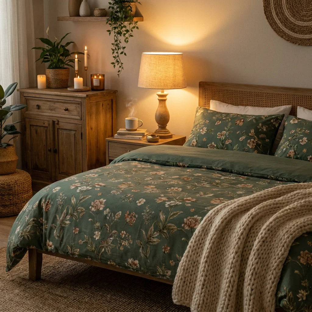 Botanical Sage Green Floral Bedding Set