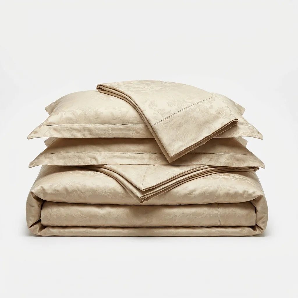 Luxury 80S Jacquard Bedding Set - Folded White Background