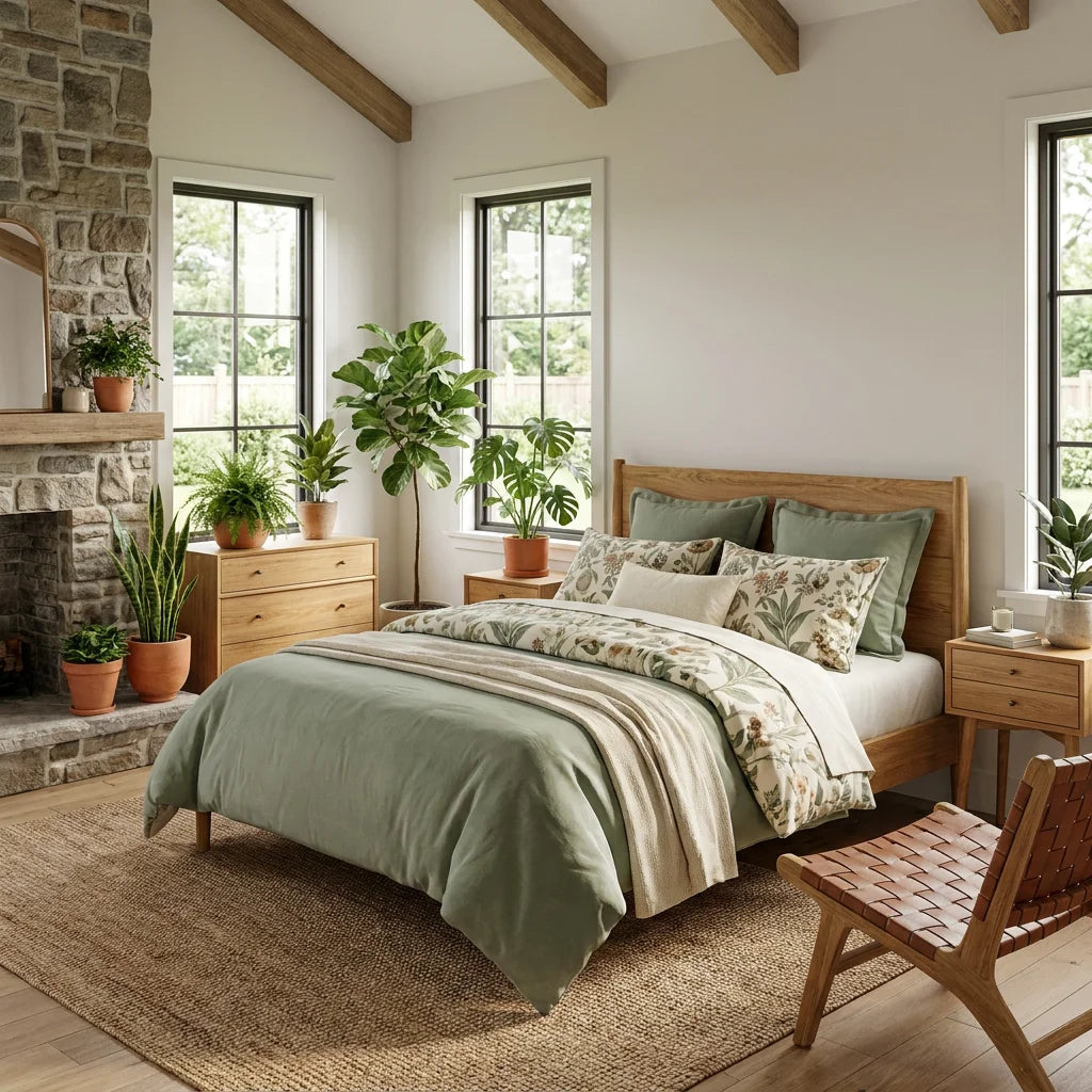 Botanical Sage Green Floral Bedding Set